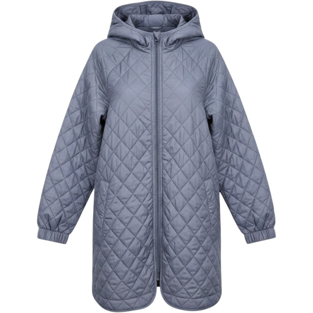 JustFab Womens XXS Quilted Hooded Jacket Blue Diamond Pattern Full Zip Puffer